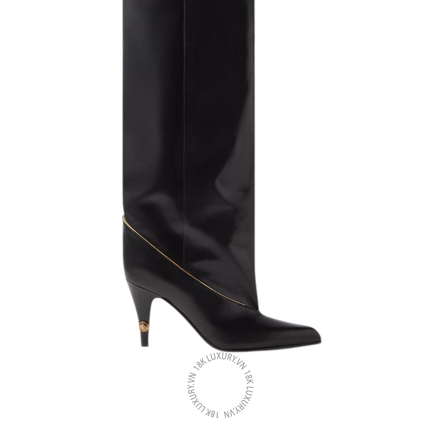 Giày Boots Cao Gót Versace Gianni Nappa Knee-High Boots 90 mm 1026848-1A17867_1B55J VSC225