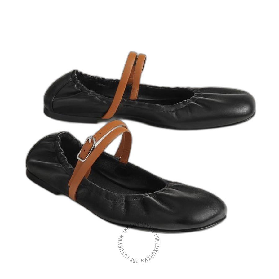 Giày búp bê Hermes Jolly ballet flat Noir / Naturel H242019Z 02350 MHM616