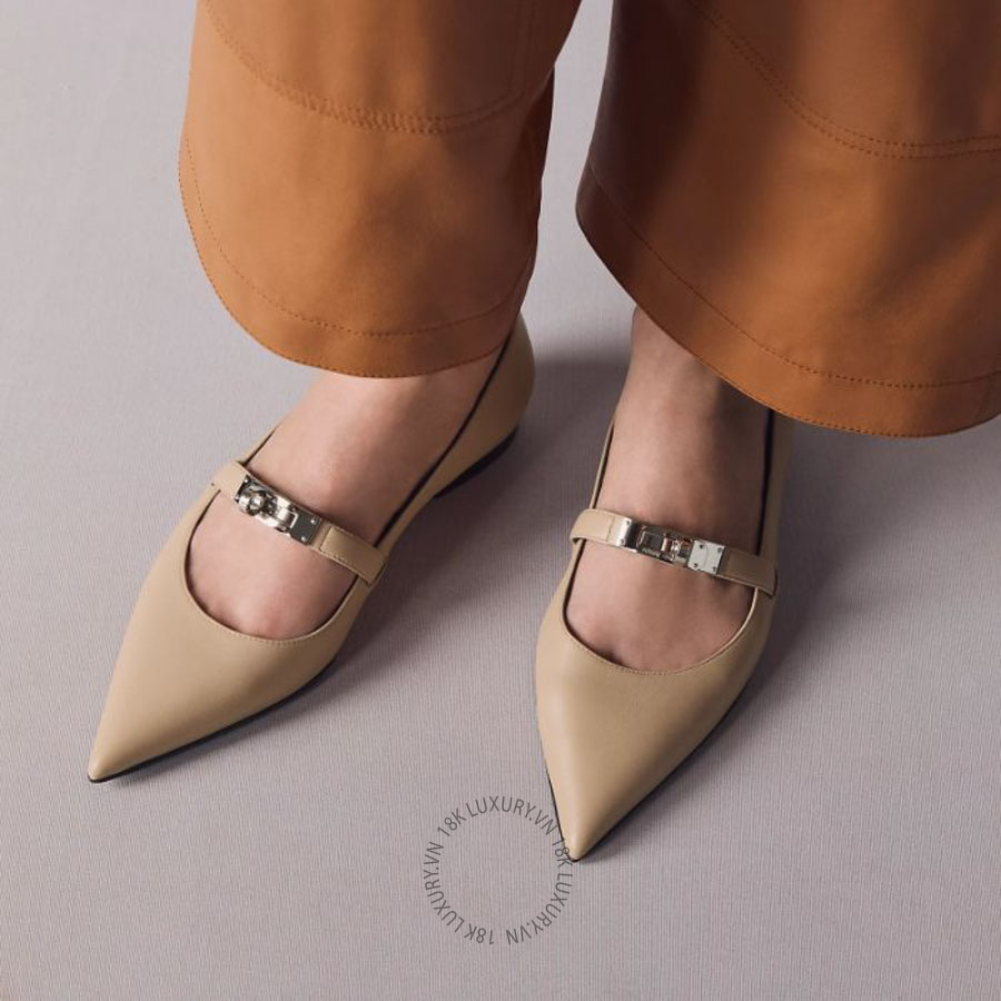 Giày búp bê Hermes Kelly ballet flat Beige Camel H262185Z D1355 MHM640
