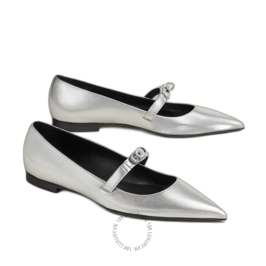 Giày búp bê Hermes Kelly ballet flat Gris Argenté H262186Z 52350 MHM641
