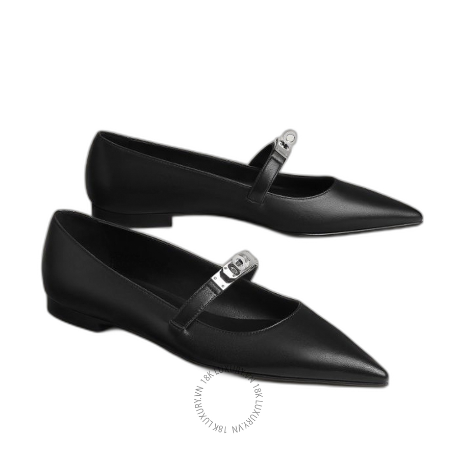 Giày búp bê Hermes Kelly ballet flat Noir H262185Z 02350 MHM638