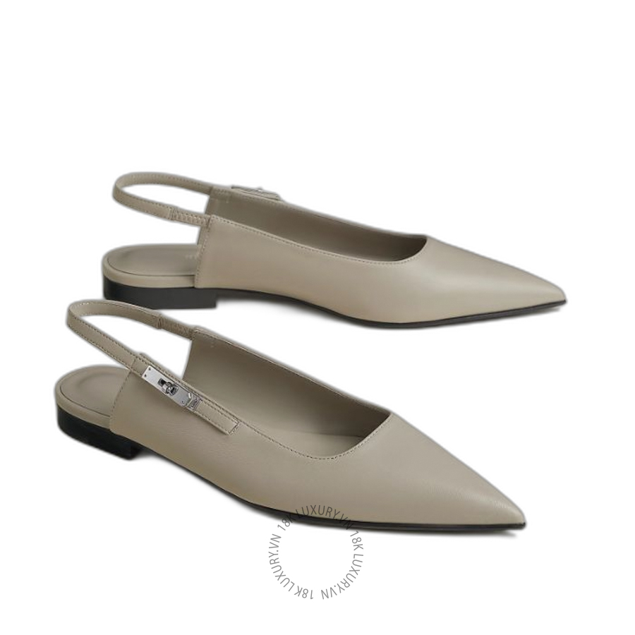 Giày búp bê Hermes Lovely slingback Beige Galet H252128Z BG355 MHM635
