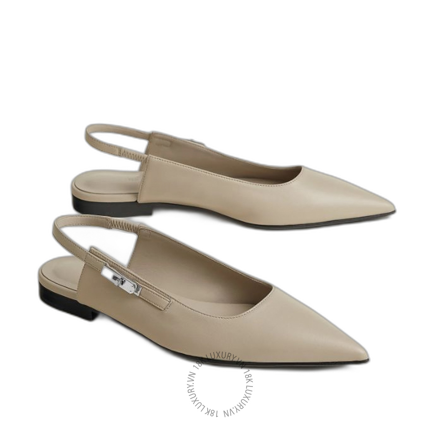 Giày búp bê Hermes Lovely slingback Beige Nomade H252128Z 32350 MHM634