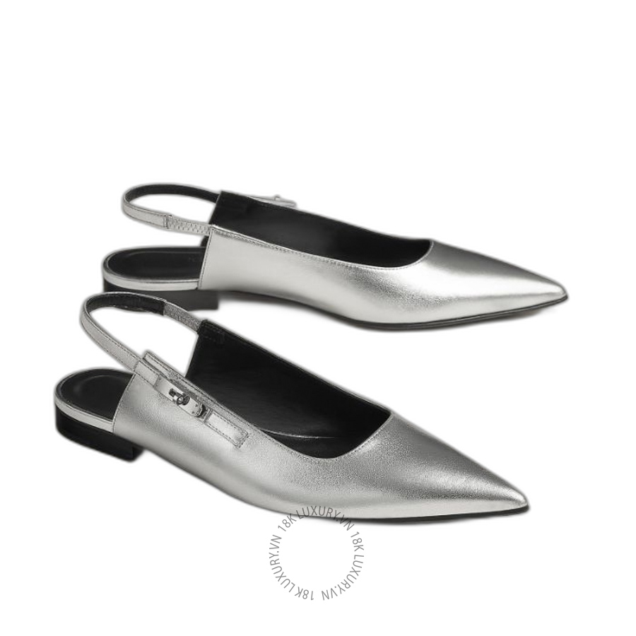 Giày búp bê Hermes Lovely slingback Gris Argenté H261053Z 52350 MHM637