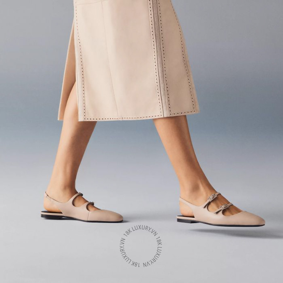 Giày búp bê Hermes Mila slingback Beige Nomade H261126Z 32350 MHM631