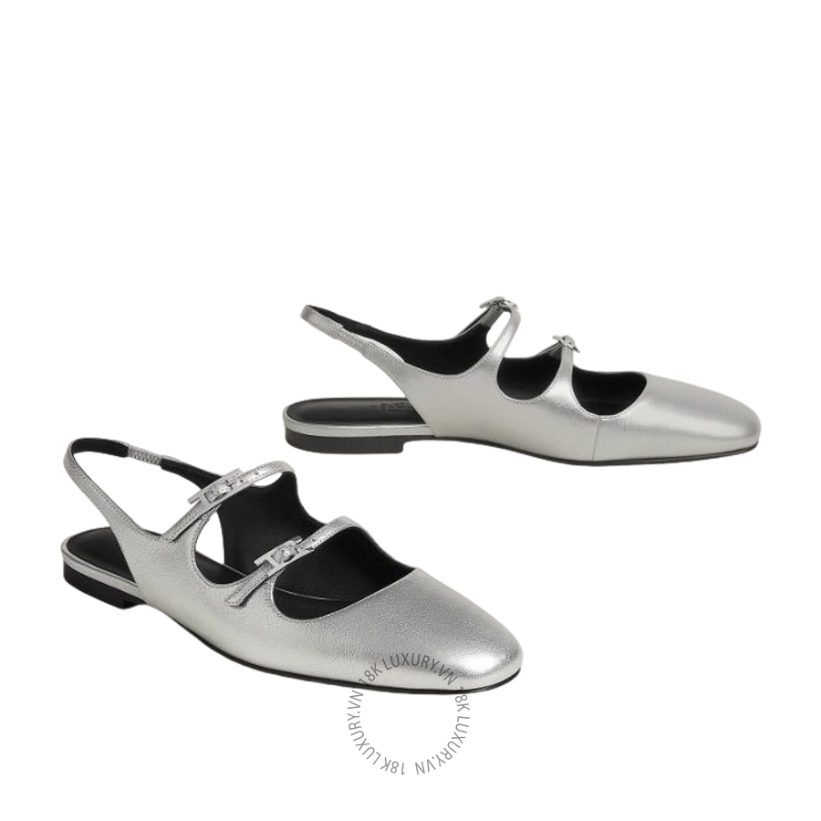 Giày búp bê Hermes Mila slingback Gris Argenté H261125Z 52350 MHM629