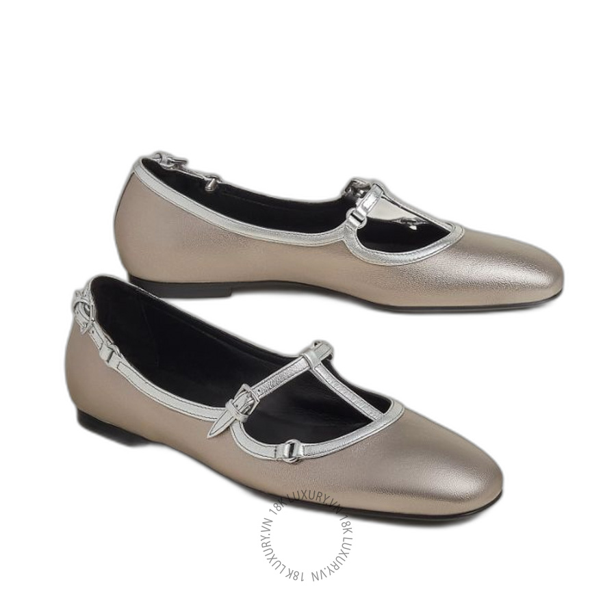 Giày búp bê Hermes Nemetis ballet flat Champagne / Gris Argenté H262078Z X8360 MHM645