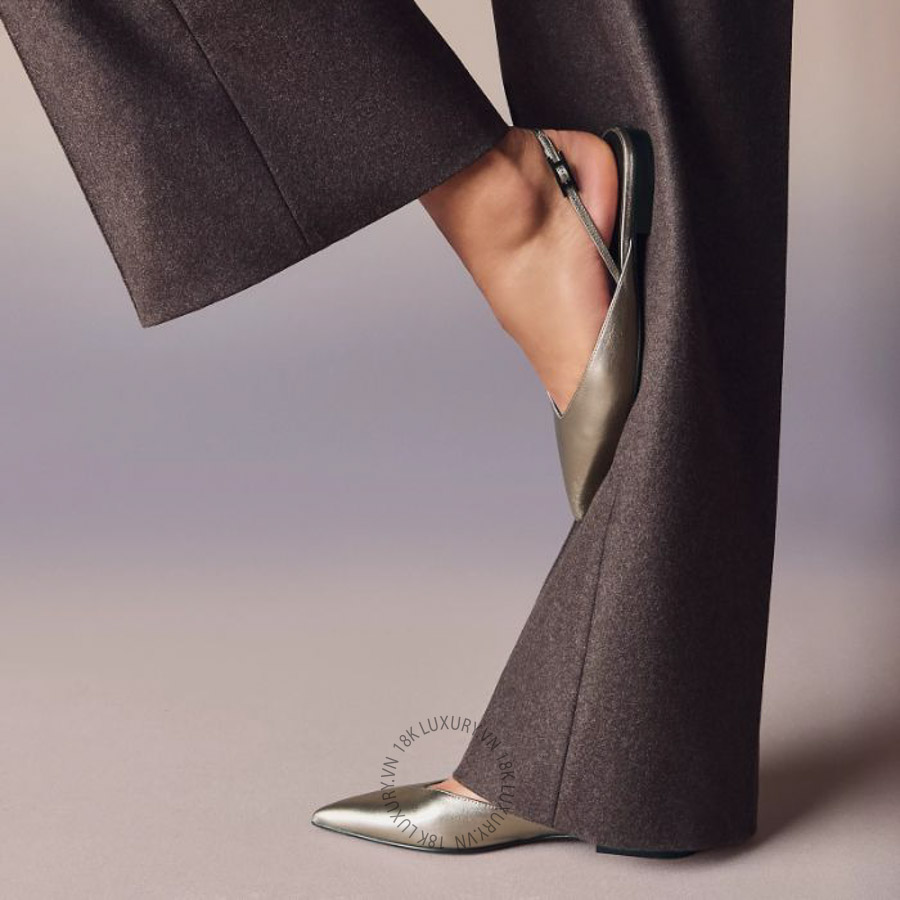 Giày búp bê Hermes Nicole slingback Champagne H262060Z X8350 MHM621