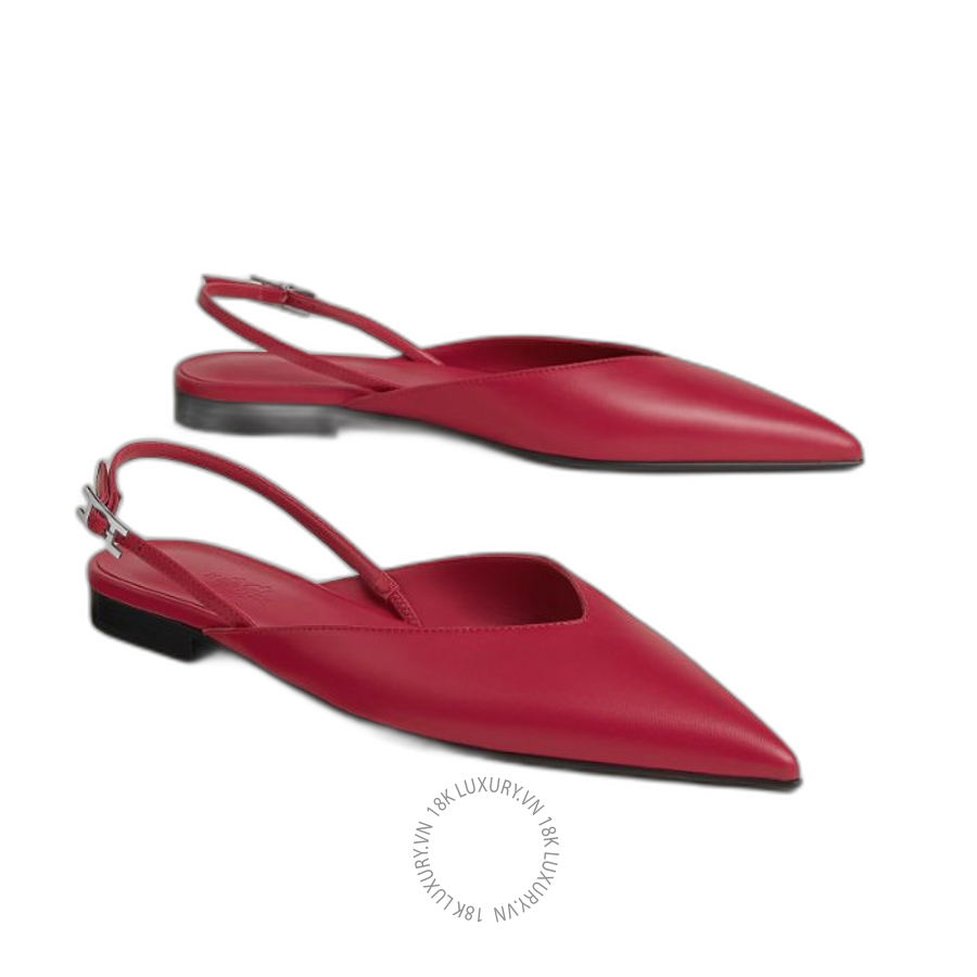 Giày búp bê Hermes Nicole slingback Rose Framboise H262057Z 8J350 MHM618