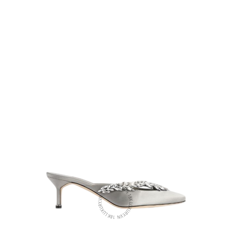 Giày Cao Gót Balenciaga Women's | Manolo Blahnik Mule in Grey Plume A0024LW1WM81581 BCA614