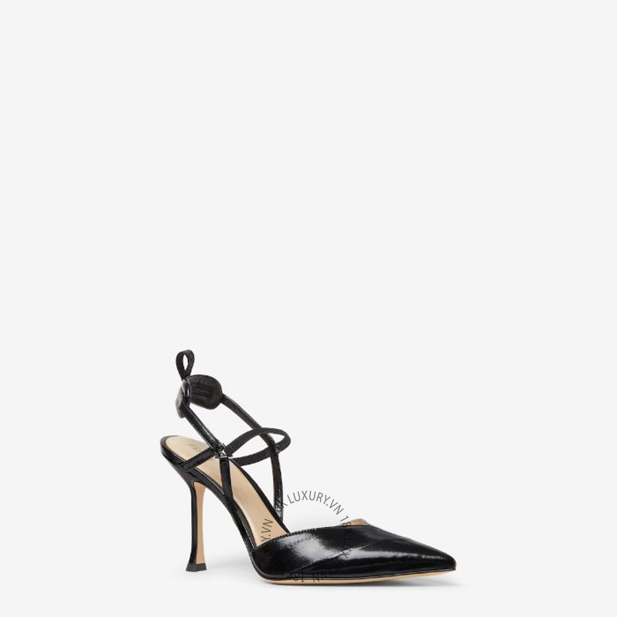 Giày cao gót Fendi Very Colibrì Black hagfish leather high-heeled slingback 8J9096AWCHF0ABB NGFD049