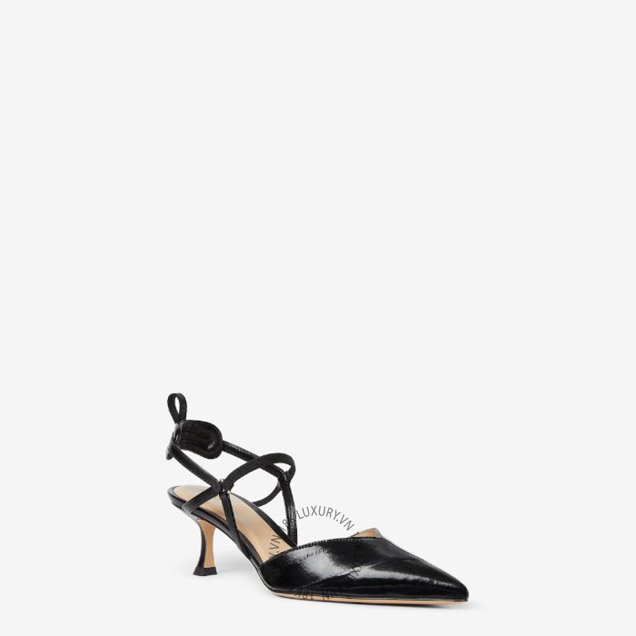 Giày cao gót Fendi Very Colibrì Black hagfish medium-heeled slingbacks 8J9131AWCHF0ABB NGFD050