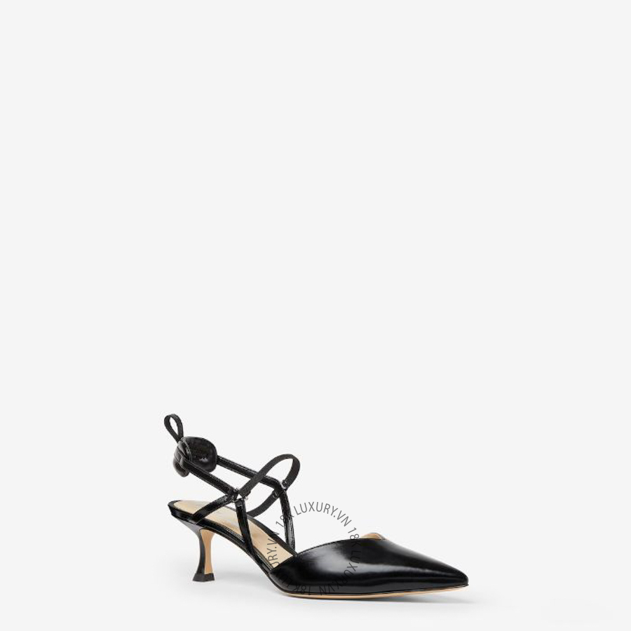 Giày cao gót Fendi Very Colibrì Black leather, medium-heeled slingbacks 8J9131NA7F0QA1 NGFD037
