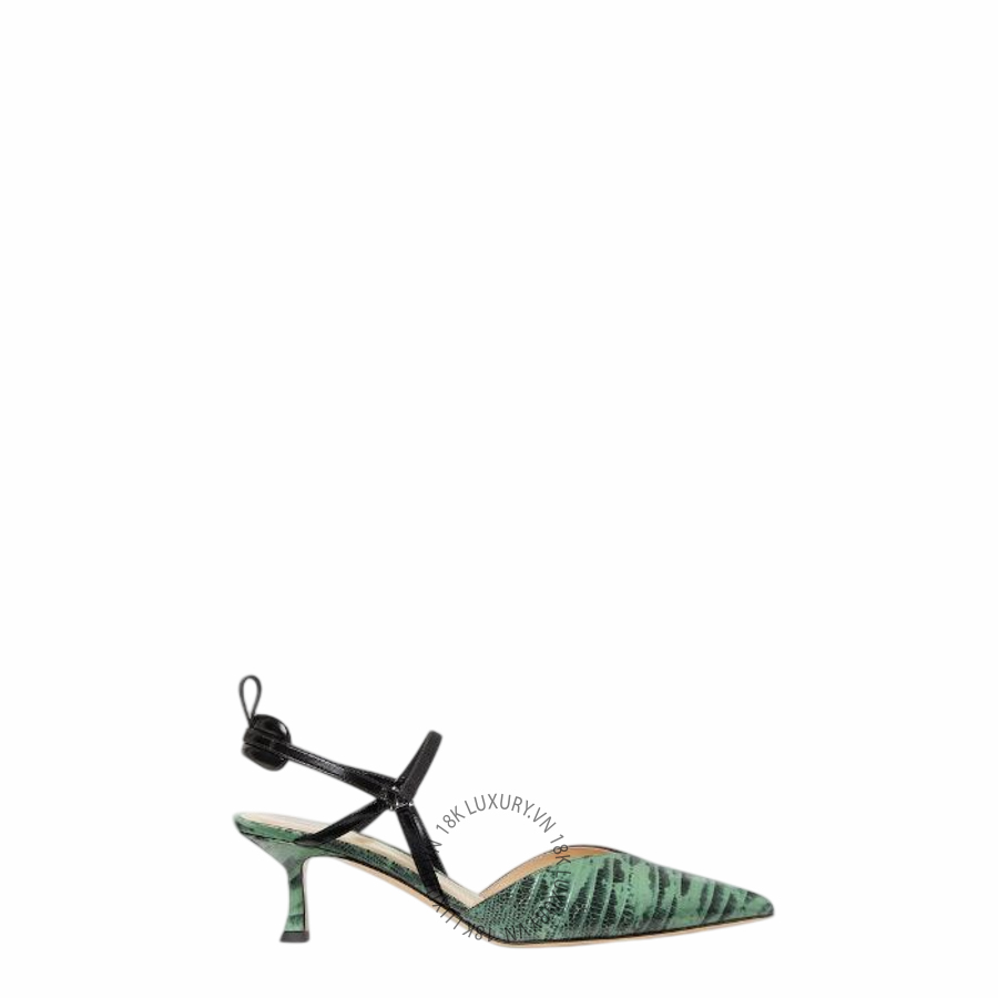 Giày cao gót Fendi Very Colibrì Green and black leather slingbacks with medium heel 8J9230B18BF1XJL NGFD057