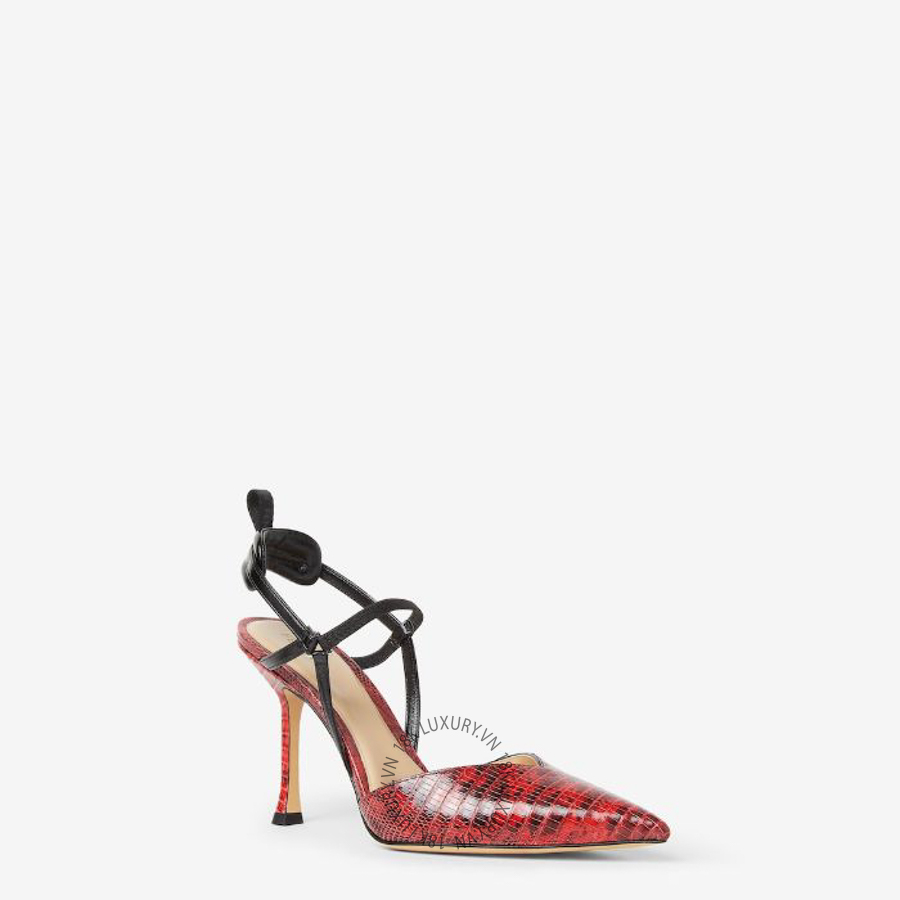 Giày cao gót Fendi Very Colibrì High-heeled red and black leather slingbacks 8J9229B18BF1XAV NGFD063