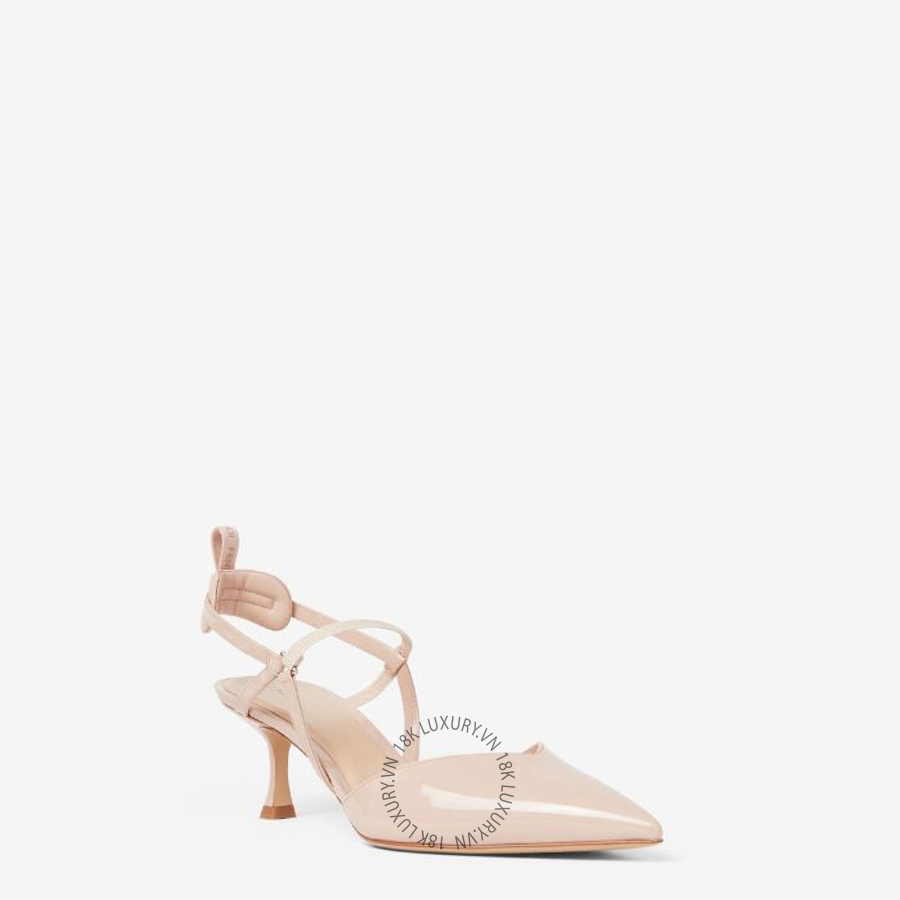 Giày cao gót Fendi Very Colibrì Nude patent leather medium-heeled slingbacks 8J9131NEHF1WY NGFD032