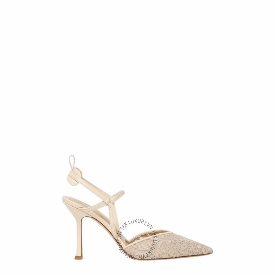 Giày cao gót Fendi Very Colibrì Parchment-colored tulle high-heeled slingbacks 8J9231B1RAF1Y2A NGFD074