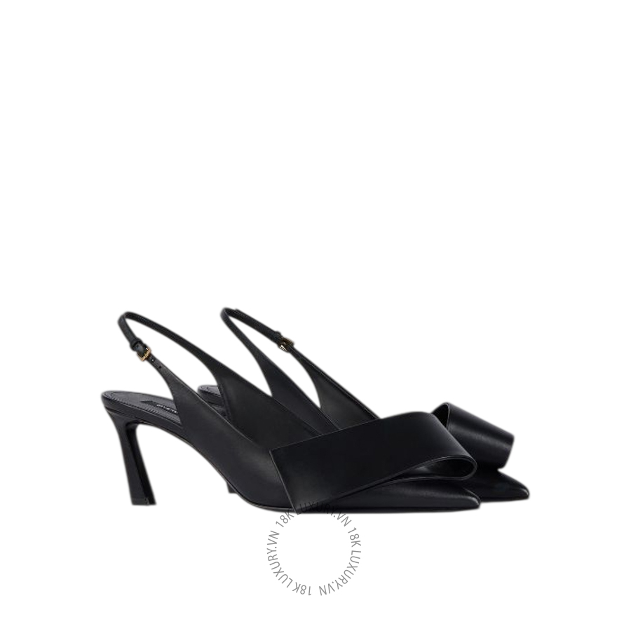 Giày Cao Gót Givenchy Twisted Ribbon slingbacks pumps in leather BE405HE1J7-001 GGD43