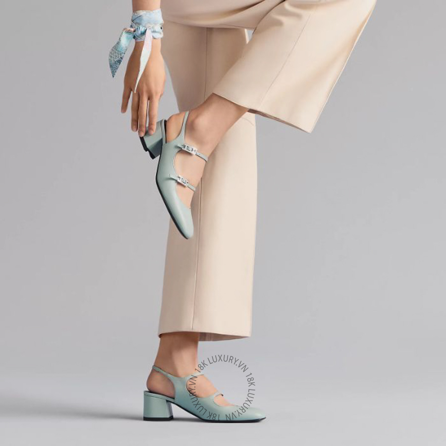 Giày cao gót Hermes Jackie 50 pump Bleu Glacier H242041Z 18380 MHM550