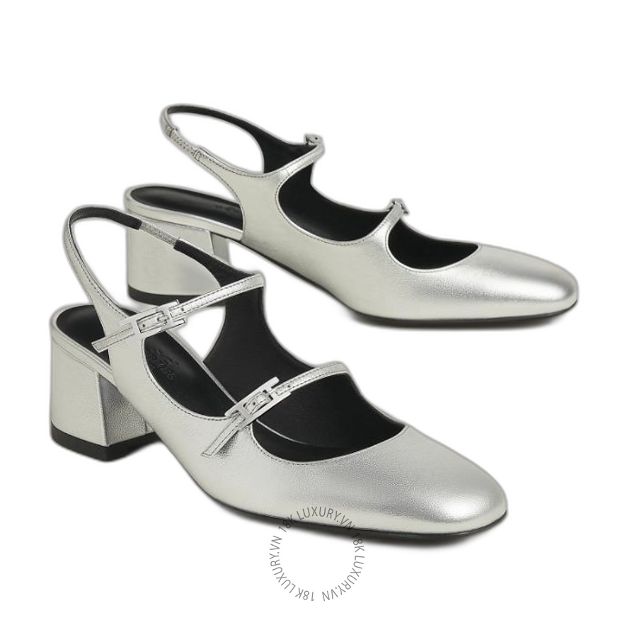 Giày cao gót Hermes Jackie 50 pump Gris Argenté H261261Z 52375 MHM554