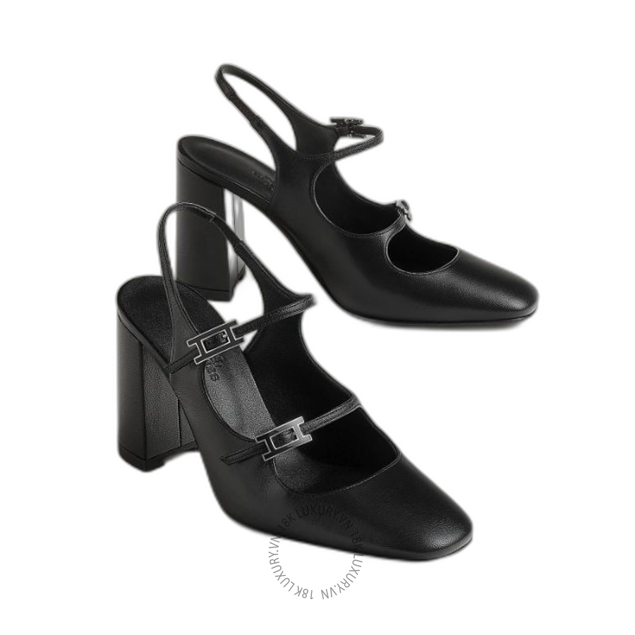 Giày cao gót Hermes Jackie 90 pump Noir H242044Z 02370 MHM555