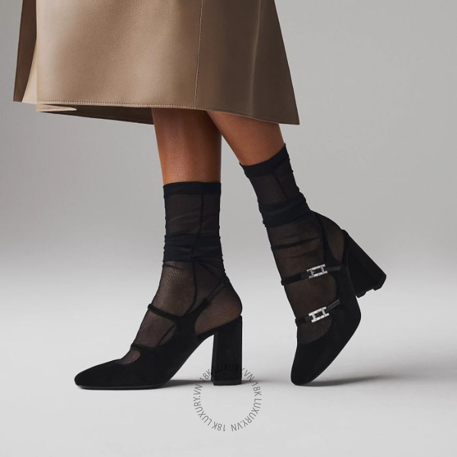 Giày cao gót Hermes Jackie 90 pump Noir H252112Z 02360 MHM556