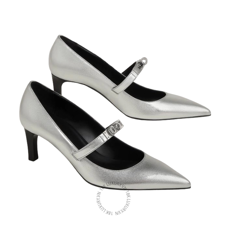 Giày cao gót Hermes Kiara 60 pump Gris Argenté H262192Z 52350 MHM567