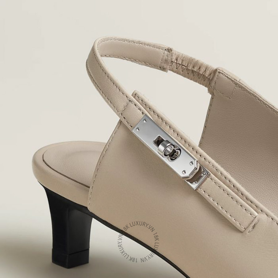 Giày cao gót Hermes Lover 40 slingback Beige Nomade H252121Z 32345 MHM559 17 Giày cao gót Hermes Lover 40 slingback Beige Nomade H252121Z 32345 MHM559