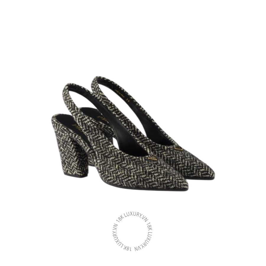 Giày cao gót Prada Chevron slingback pumps 1I693O_17WT_F0964_F_085 NGPR179