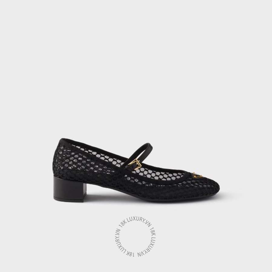 Giày cao gót Prada Low heel mesh fabric ballerinas 1I324O_099_F0002_F_035 NGPR322