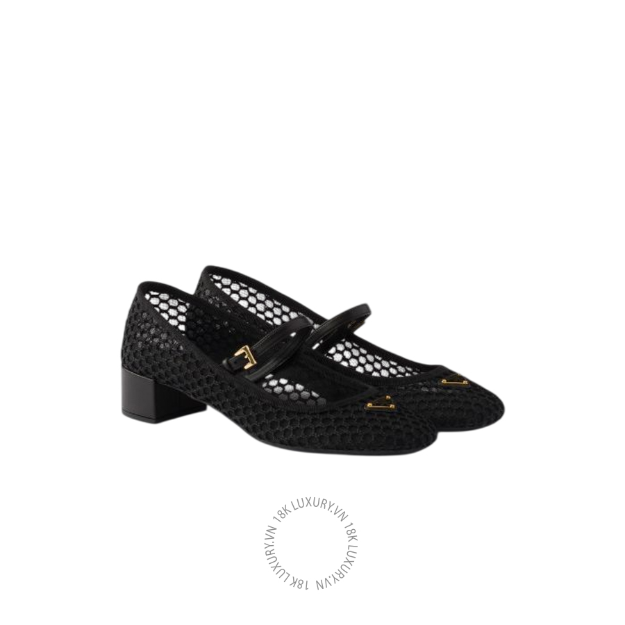 Giày cao gót Prada Low heel mesh fabric ballerinas 1I324O_099_F0002_F_035 NGPR322