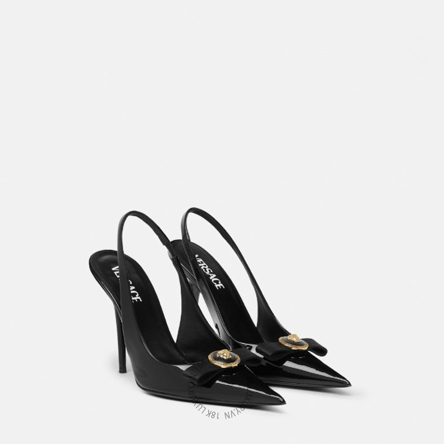 Giày Cao Gót Versace Gianni Ribbon Patent Slingbacks 110 mm 1013716-1A08983_1B00V VSC305