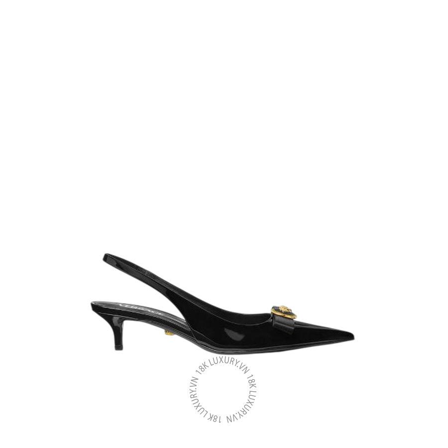 Giày Cao Gót Versace Gianni Ribbon Patent Slingbacks 45 mm 1019850-1A08983_1B00V VSC308