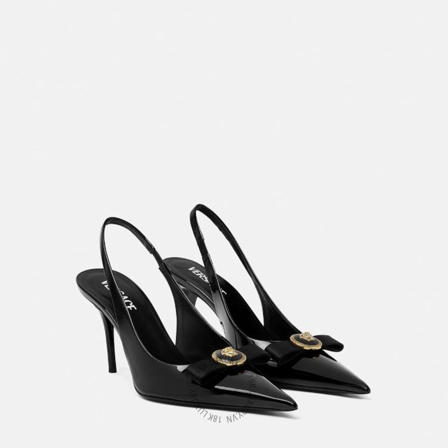 Giày Cao Gót Versace Gianni Ribbon Patent Slingbacks 85 mm 1013717-1A08983_1B00V VSC306