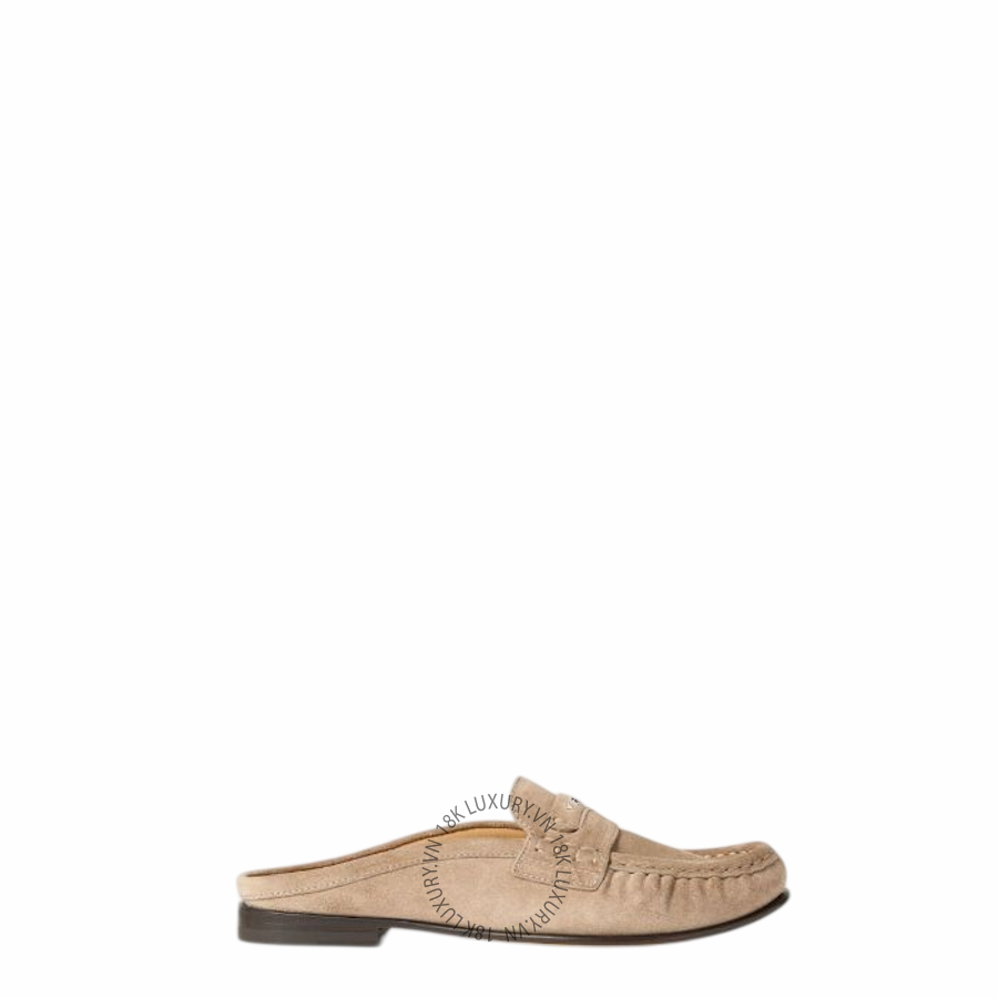 Giày đạp gót Fendi Scrunch Beige suede sabots 8R9194QK9F0QF5 NGFD044
