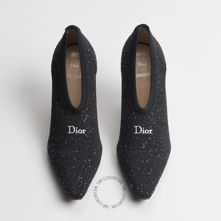 Giày Dior Knit Pump Black Knit Embroidered with Sequins KCV685PTN_S900 TQQP003