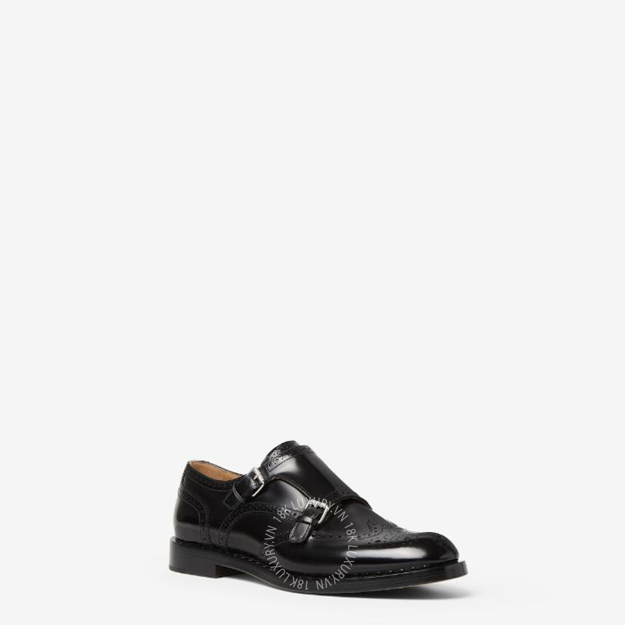 Giày loafer Fendi Monk Strap Black leather double monk 7L194669FF0QA1 NGFD140