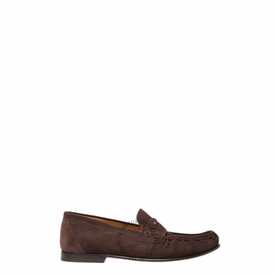 Giày loafer Fendi Scrunch Dark brown suede 7D1995QK9F1UV7 NGFD125