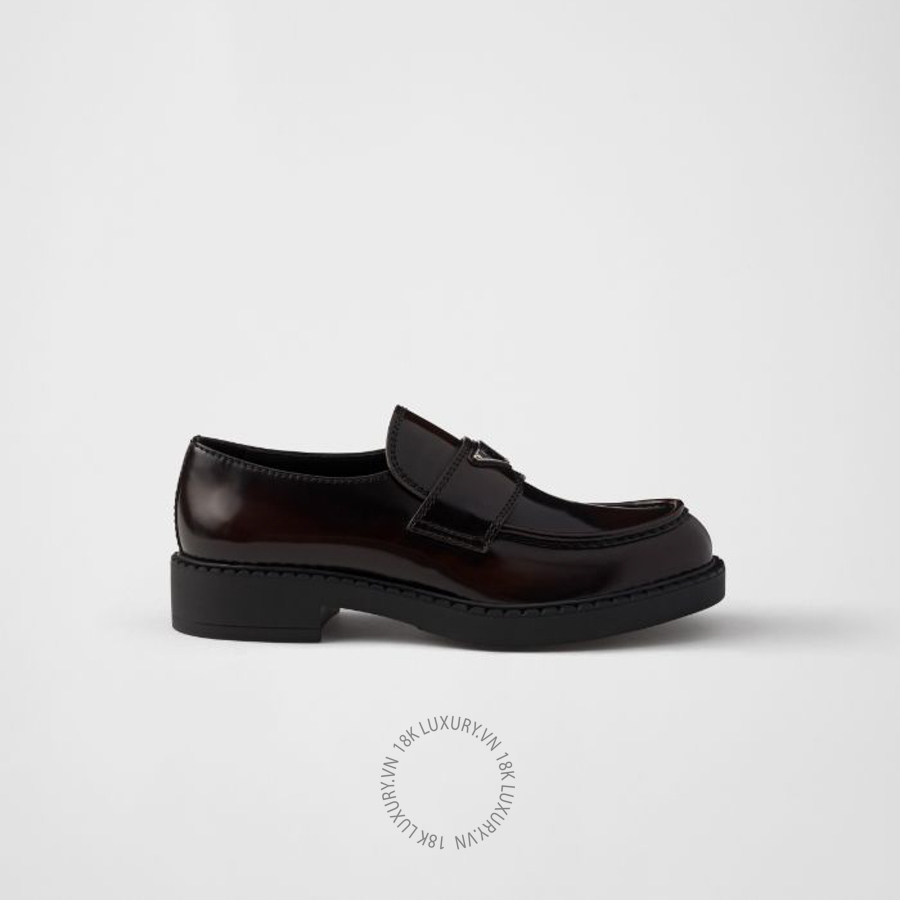 Giày loafer Prada Chocolate brushed leather 2DE127_055_F0038_F_G000 NGPR133