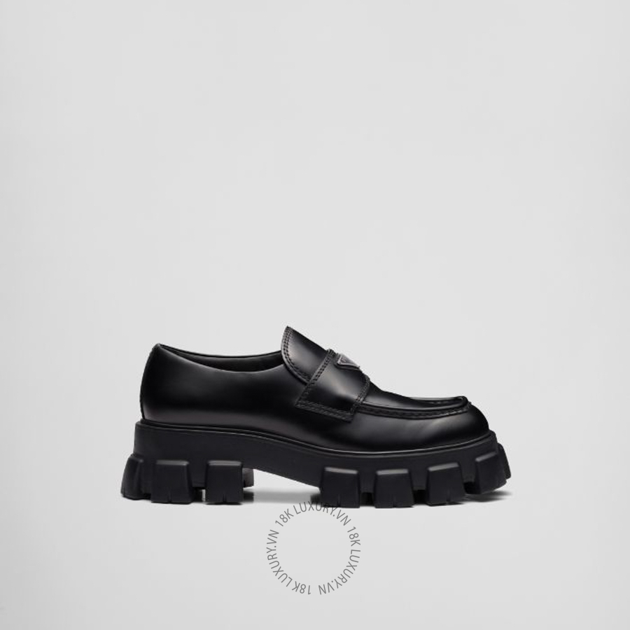 Giày loafer Prada Monolith brushed leather 2DE129_B4L_F0002_F_G000 NGPR156