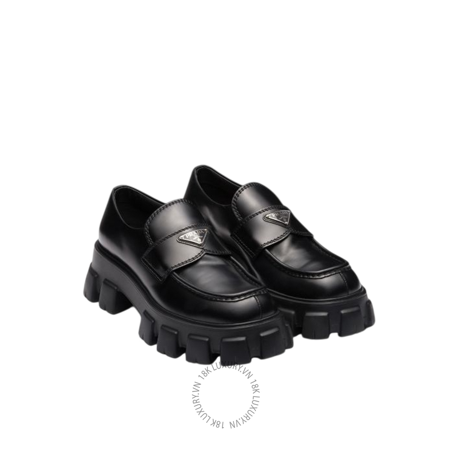 Giày loafer Prada Monolith brushed leather 2DE129_B4L_F0002_F_G000 NGPR156
