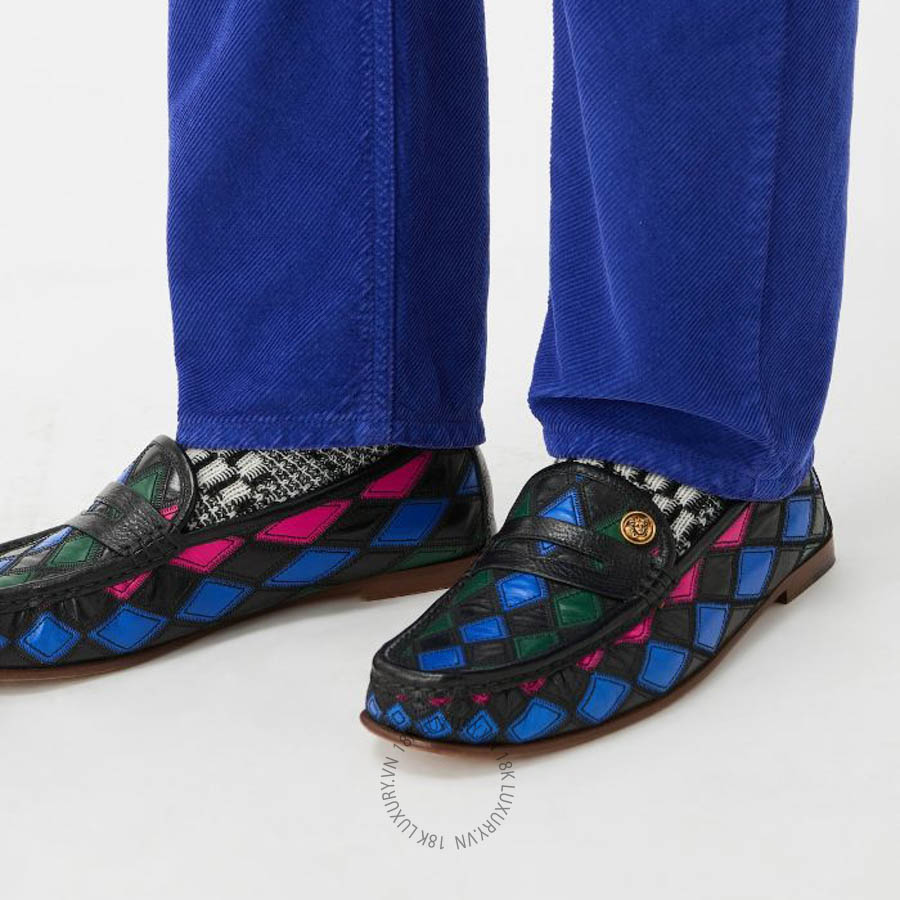 Giày Loafer Versace Guanto Leather Patchwork 1026182-1A18790_2B07J VSC427