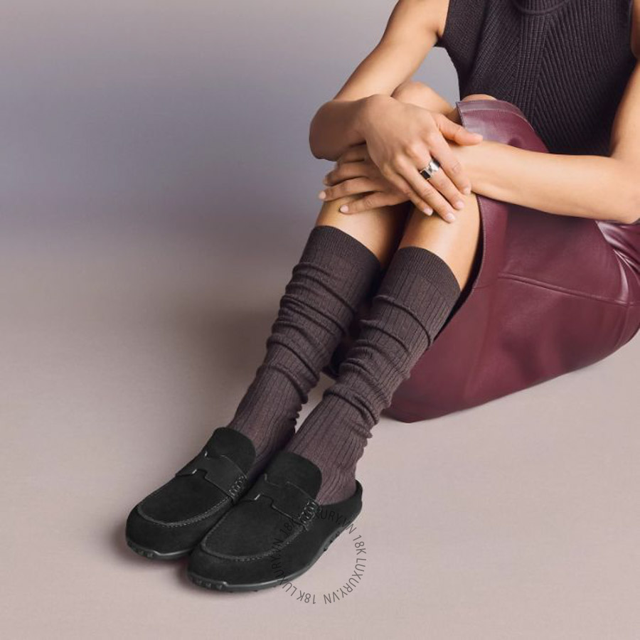 Giày lười Hermes Mix mule Noir H261141Z 02360 MHM573