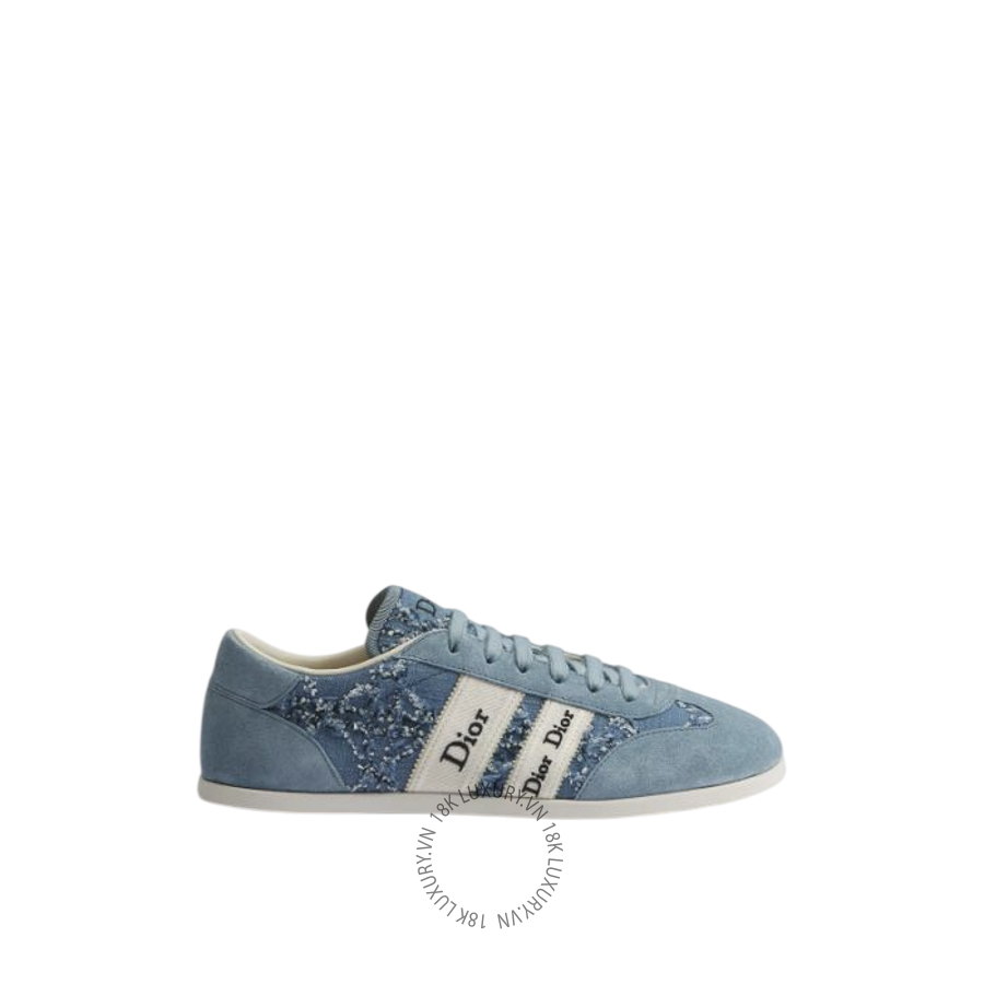 Giày Sneaker Dior Ribbon Blue Suede Calfskin with Blue and White Cannage Cotton Bouclé KCK554DCS_S27N WWHG011