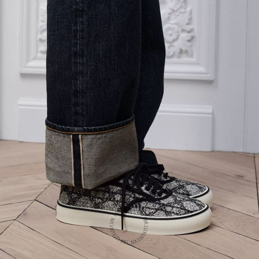 Giày Sneaker Dior Saltwind Gray and Black Cannage Tweed Embroidered with Multicolor Sequins KCK535CTP_S41G WWHG044