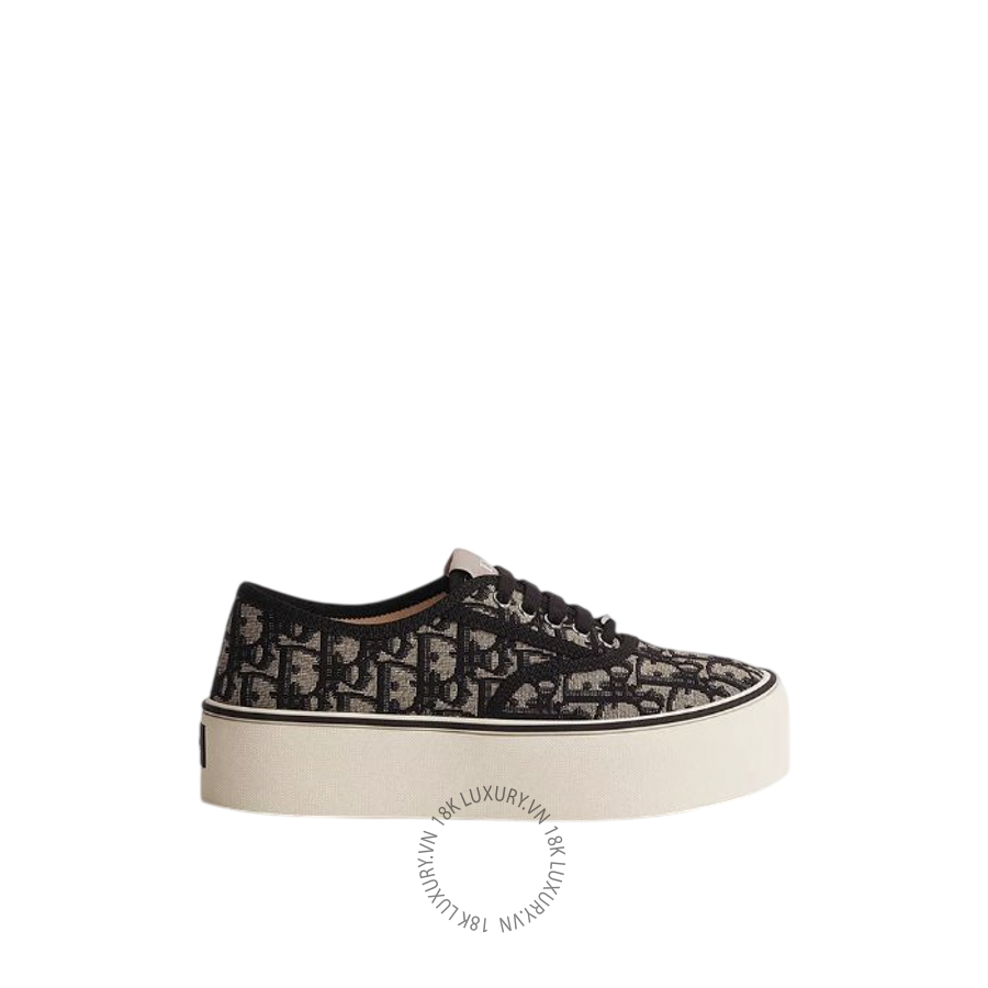 Giày Sneaker Dior Saltwind Platform Beige and Blue Dior Oblique Embroidered Cotton KCK573OLF_S60U WWHG022