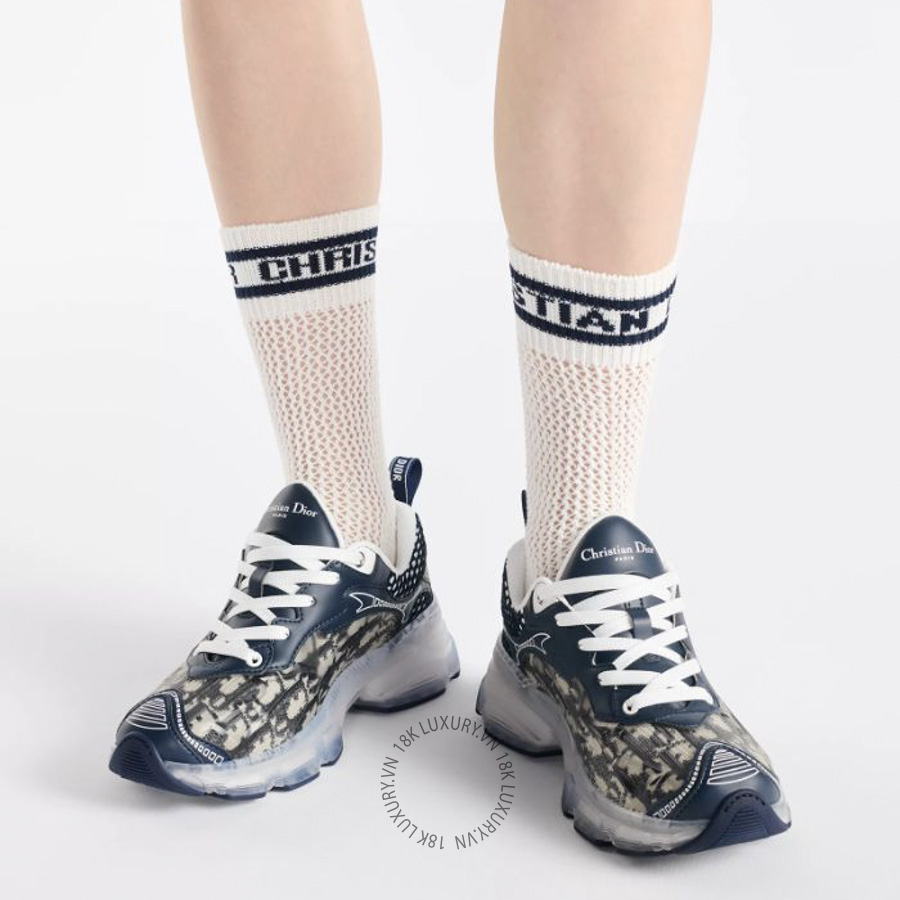 Giày Sneaker Dior Vibe Deep Blue Dior Oblique Technical Fabric and Transparent Rubber KCK365OBU_S29W WWHG067