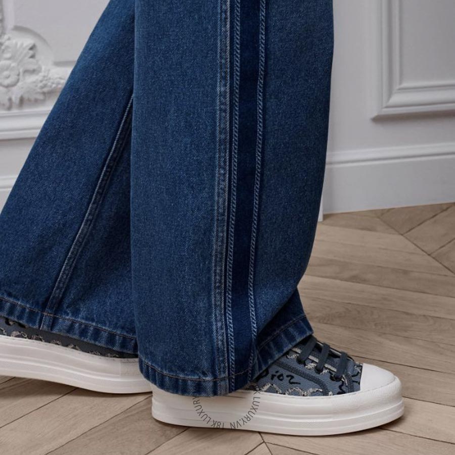 Giày Sneaker Dioriviera Walk'n'Dior Platform Blue Dior Painted Ribbon Embroidered Cotton KCK545BME_S11G WWHG036