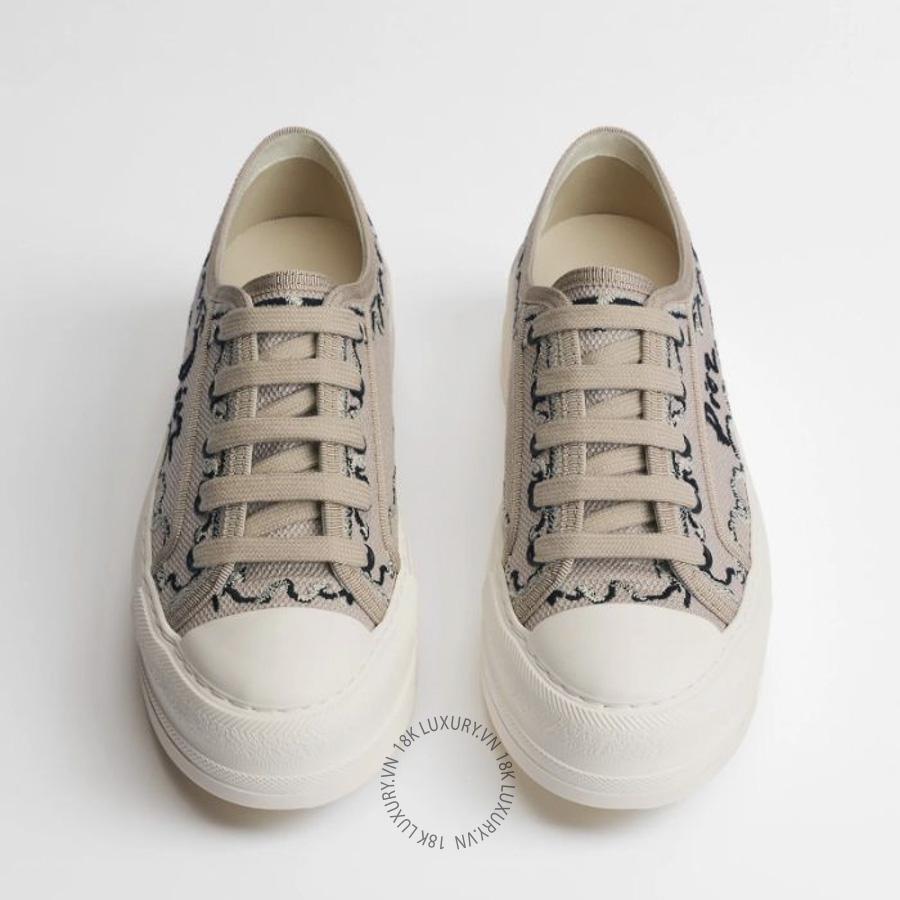 Giày Sneaker Dioriviera Walk'n'Dior Platform Natural Dior Painted Ribbon Embroidered Cotton KCK545BME_S05T WWHG039