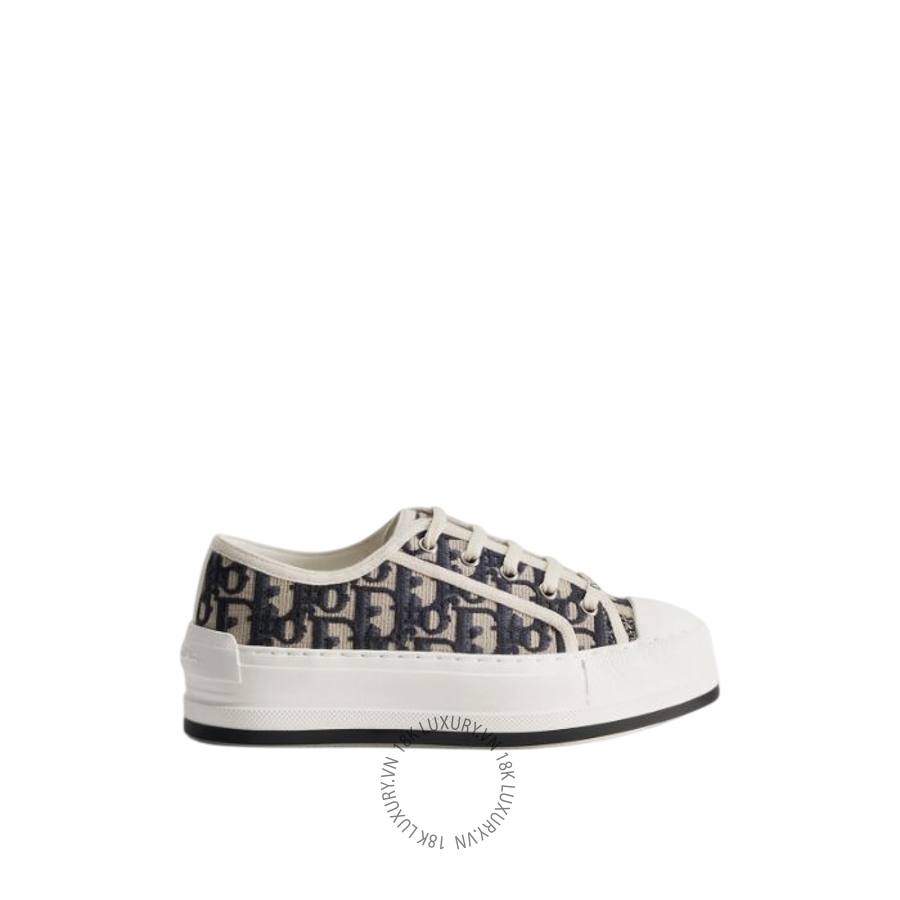 Giày Sneaker Walk'n'Dior Platform Deep Blue Dior Oblique Embroidered Cotton KCK385OBE_S56B WWHG057